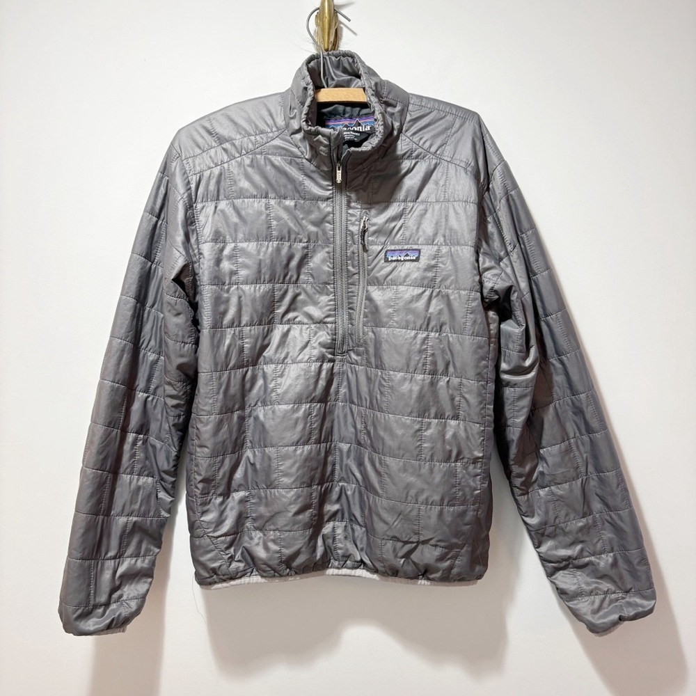 Patagonia Nano Puff Pullover Men’s Size Small 1/2 Zip Quilted Puffer Coat Gray